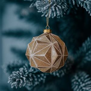 Ornements en verre de Noël personnalisés en usine Style vintage rond fait à la main - Product Image 5