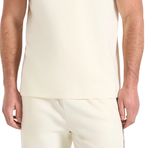 T-shirt homme col rond manches courtes, poignets à double rayure, petit imprimé poitrine, coupe classique, vente en gros, personnalisable OEM, en jersey de coton - Product Image 6