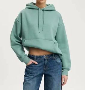 เสื้อฮู้ดผู้หญิงสีพื้นแบบสวมหัว สไตล์ลำลอง แฟชั่นสตรีทแวร์ แขนยาวมีรูสำหรับนิ้วโป้ง เสื้อจั๊มเปอร์มีฮู้ดสำหรับผู้หญิง - Product Image 5