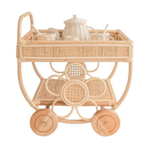 Carrito de Té de Mimbre Natural para Niños, Juguete Educativo de Venta Caliente, Carrito de Té de Mimbre para Juego de Imitación, Venta al por Mayor - Product Image 2