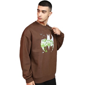 Vente en gros ensemble de sweats à capuche surdimensionnés 100% coton sérigraphie personnalisée motif solide haut court sweats à capuche col rond pour l'hiver - Product Image 5