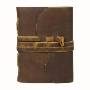 Carnet de notes/journal en cuir vintage marron antique fait main avec bords festonnés lisses pour l'écriture – Idéal pour la promotion - Product Image 1