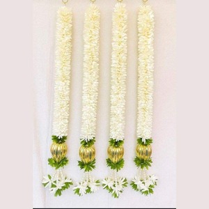 Guirlandes de fleurs artificielles de jasmin en plastique de luxe traditionnelles indiennes, Toran suspendu, boule Modak dorée, pompon, pour Diwali, mariage, décoration murale - Product Image 3