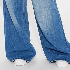 Pantalon large extensible à prix réduit 2026 pour femme, jean en denim, vêtements pour femme, jean en denim délavé taille basse personnalisé pour femme - Product Image 6