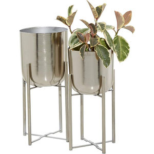 Macetero de metal dorado de último diseño con soporte de hierro para plantas, para decoración de interiores y exteriores, jardín y hogar, a bajo precio. - Product Image 2