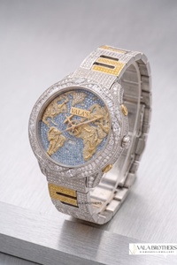 Reloj Deportivo VALA'S con Mapa del Mundo, 39 mm, Analógico, Cuarzo, Cristal de Zafiro, Movimiento ETA, Correa de Acero Inoxidable, Resistente al Agua, Lujoso, Unisex - Product Image 2