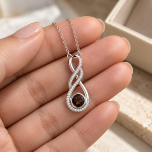 Collier infini en argent sterling – Pendentif pavé de zircons étincelants pour femme au design moderne - Product Image 4