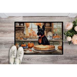 Scottish Terrier Fall Kitchen Pumpkins <b>Doormat</b> 24H X 36W Indoor Outdoor Non-Slip <b>Washable</b> Low Pile Rug for Entryway Front Door - Product Image 2