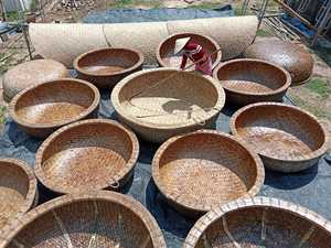 Vietnam 2m Traditional Coracle Bamboo Woven Fiberglass Coating Watercraft for Fishing <b>Transport</b> with Bench Included - Product Image 4