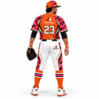 Ensemble uniforme de baseball personnalisé RONAL SPORTS pour hommes, maillot à manches courtes en polyester imprimé camouflage et pantalon avec logo sur le devant