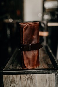 Custom Logo Genuine Leather Toiletry Bag Travel Dopp <b>Kit</b> For Men Waterproof Lining <b>Shaving</b> Bag Bulk Supply B2B TYG-0103 - Product Image 5