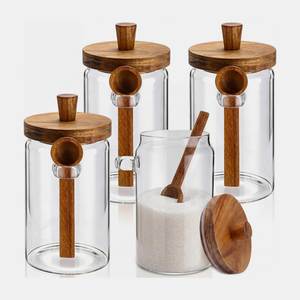 DISPLAYEX INDIA Glass <b>Jars</b> with Wooden Lids Multifunction Dishwasher Safe for Kitchen Storage of <b>Spices</b> Sugar Coffee Tea Snacks - Product Image 4