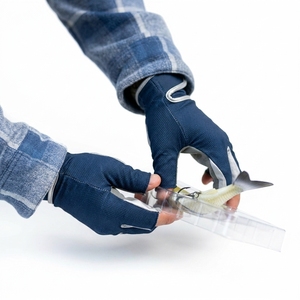 Gants de pêche demi-doigts unisexes toutes saisons bleu foncé, design à enfiler, légers, respirants, en matière synthétique - Product Image 4