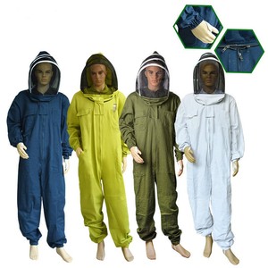 Combinaison d'apiculteur de protection intégrale verte avec voile amovible, niveau de sécurité D, coupe ample, manches en polyester anti-coupure - Product Image 2