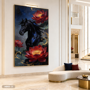 Peinture miroir chevaux au galop marque HALO, peinte à la main, impressionnisme, décoration murale, du Vietnam - Meilleures ventes - Product Image 6