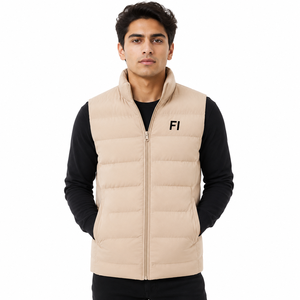 Gilet matelassé personnalisé pour homme, col montant, fermeture éclair, sans manches, doudoune, veste d'extérieur, manteau chaud d'hiver, vente en gros OEM - Product Image 1