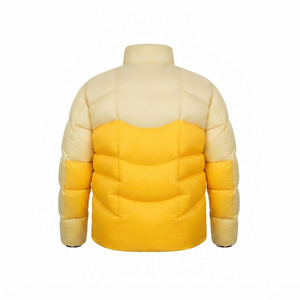 Blouson matelassé personnalisé pour homme, color block jaune crème, col montant, chaud, épais et isolé pour l'extérieur - Product Image 2