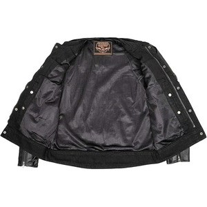 Veste de moto en denim noir pour homme SAMROZ SPORTS avec manches en cuir et patch au dos - Product Image 4