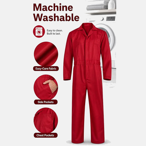 Uniforme de Trabajo Resistente para Hombre, para Reparación de Automóviles, de Algodón Rojo, Manga Larga, a Prueba de Polvo, para Operador de Máquinas - Product Image 5