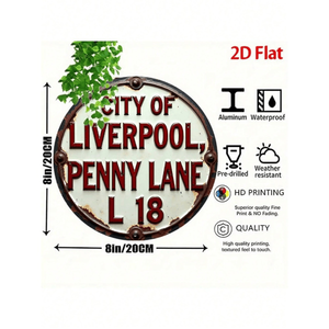 CIFbuy Liverpool Penny Lane Decorazione Murale Rotonda in Metallo Stile Vintage Retrò TikTok per Servizio Ritiro Temu Prodotto Artistico in Metallo - Product Image 5