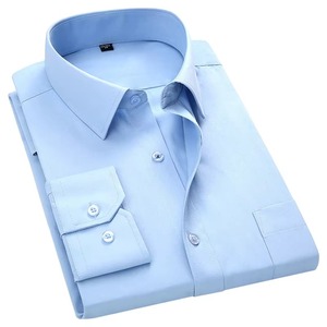 เสื้อเชิ้ตแขนยาวสีดำสำหรับผู้ชาย ปกคอปกแบบพับได้ สไตล์ทางการ ผ้าป๊อปลิน ยับยาก - Product Image 4