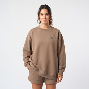 Sudadera Oversize de Mujer con Hombros Caídos, Cuello Redondo, Manga Larga, Bordado Personalizado, Casual, de Algodón y Felpa - Product Image 1