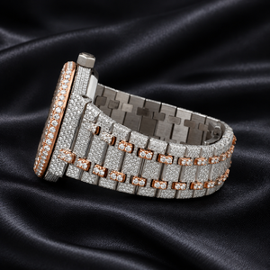 Reloj Octagonal para Hombre con Incrustaciones de Moissanita, Tono Oro Rosa, Correa de Acero Inoxidable, Cristal de Zafiro, Resistente al Agua - Product Image 3
