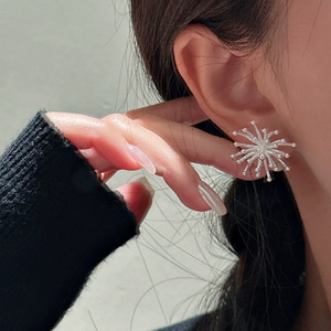 Boucles d'oreilles en argent sterling S925, design coréen rétro, style feux d'artifice, bijoux d'oreille simples de style coréen - Product Image 5