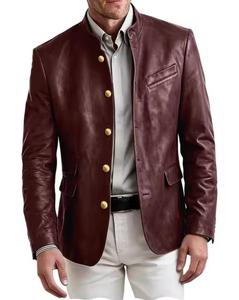 Chaqueta de cuero de lujo para hombre con cierre de cremallera y estilo bomber urbano - Product Image 1