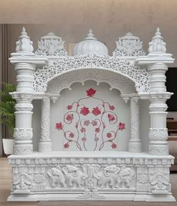 Compre un templo de madera Sagwan con diseño de pavo real para el hogar, templos tradicionales de madera, unidades de Puja, santuarios personalizados para el hogar en venta - Product Image 6