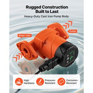 Pompa di Ricircolo ad Alta Efficienza 120V in Ghisa 16 GPM per Acqua Calda, 20 piedi, 1 Flangia - Product Image 2