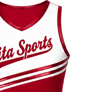 Maillot de cheerleading rouge sans manches, coupe courte, léger, uniforme sportif personnalisé, tenue d'entraînement pour équipe, vêtements de performance athlétique - Product Image 3