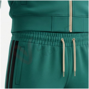 Conjunto Deportivo Verde para Hombre, Manga Larga, Cuello Alto, Cierre Frontal con Cremallera, Color Sólido, Transpirable, Antibacterial, Ligero, Casual, Corte Regular - Product Image 5