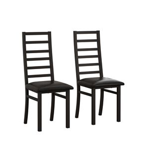 Lot de 2 chaises de salle à manger en cuir PU noir sans accoudoirs avec pieds en acier pour la cuisine et le salon - Product Image 1