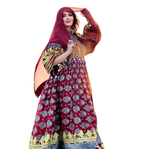 Robe de mariée afghane Kuchi pour femmes, vêtements multicolores, robe de mariage Kuchi pour couple, robes tribales afghanes Kuchi traditionnelles - Product Image 2