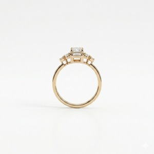 Bague de fiançailles solitaire en diamant de laboratoire taille radiant, or massif 10K 14K 18K, bague à cinq diamants pour cadeau d'anniversaire - Product Image 5