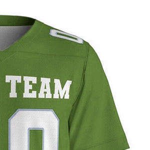 Custom Green American Football Jersey V-Neck Short Sleeve Sublimated Print Front Team <b>Name</b> Number Moisture Wicking Breathable - Product Image 5