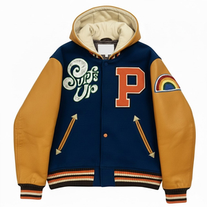 Casual Streetwear <b>Baseball</b> Hooded Varsity <b>Jacket</b> <b>for</b> <b>Men</b> Winter College Customizable Design <b>Men</b> Hooded Letterman <b>Jacket</b> - Product Image 1