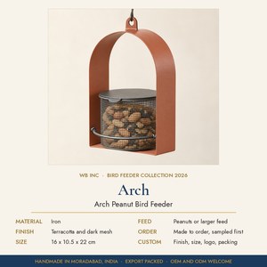 Mangeoire à oiseaux suspendue en arche métallique, panier en maille pour cacahuètes, mangeoire en acier thermolaqué pour oiseaux sauvages de jardin - Product Image 2