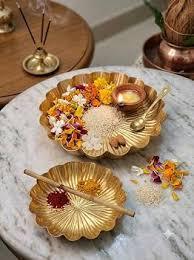Assiette décorative en métal en forme de fleur, faite à la main, polie, design oriental, vaisselle et assiettes de mariage - Product Image 6