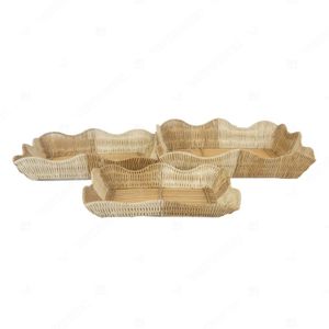 HALF & HALF Tray Holder Tray Set Serving, Scalloped Rattan Tray Pantry Organizer <b>Home</b> <b>Essentials</b> - Product Image 3