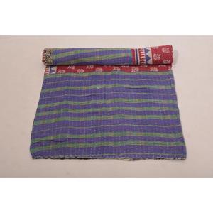 Handmade Vintage <b>Kantha</b> Quilt Indian Cotton Reversible Bedspread <b>Throw</b> Blanket Cottage Style Decor - Product Image 3
