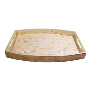 Luxury-Inspired Mother Of Pearl Serving Tray Handmade Premium Decorative Shell <b>Mosaic</b> Display Tray For Home - Product Image 1