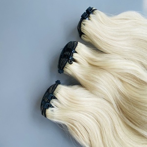 Venta al por mayor de cabello humano ondulado natural Rubio 613 vietnamita doble dibujado extremos gruesos mechones extensiones crudas - Product Image 4