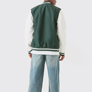 Chaqueta Varsity Verde y Blanca para Hombre 2026, Personalizada con Serigrafía Frontal, Cierre de Cremallera, Chaqueta de Béisbol Casual de Invierno, Impermeable - Product Image 4