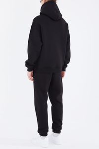 Sweat-shirt à capuche surdimensionné pour homme, noir, à séchage rapide, en molleton, pull décontracté, couleur unie, mélange de coton, vêtements décontractés - Product Image 5