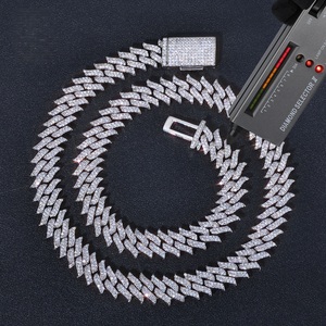 Mens 925 Silver Moissanite 15mm Cuban Link Chain Iced Pave Bold Luxury <b>Statement</b> <b>Necklace</b> Jewellery - Product Image 4