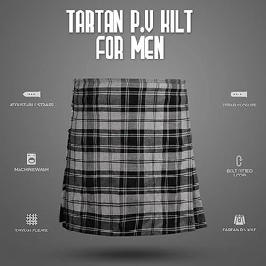 กิ๊ลท์สำหรับผู้ชาย ผ้าสก็อตแทรทัน โพลีวิสโคส 8 หลา กิ๊ลท์แบบดั้งเดิมสำหรับผู้ชาย - Product Image 4