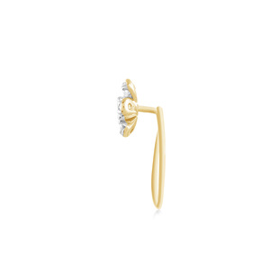 GLEAMORA ENTERPRISE - Piercing de Nariz con Diamante Cultivado en Laboratorio, Corte Brillante en Forma de Flor, con Piedras Laterales, Chapado en Oro Amarillo de 14K, Lujoso, para Mujer - Product Image 3