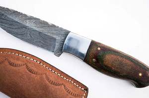 Couteau à découper artisanal en acier Damas, manche en Micarta, outil de cuisine - Product Image 4